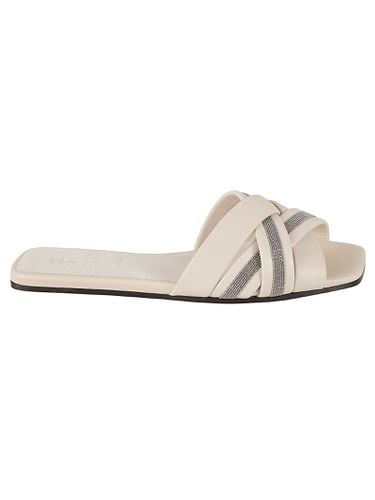 Cross-strap Embellished Flat Sandals - Brunello Cucinelli - Modalova