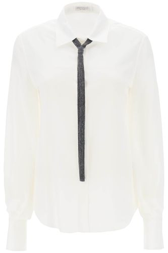 Shirt In Crepe De Chine With precious Mohair Tie - Brunello Cucinelli - Modalova