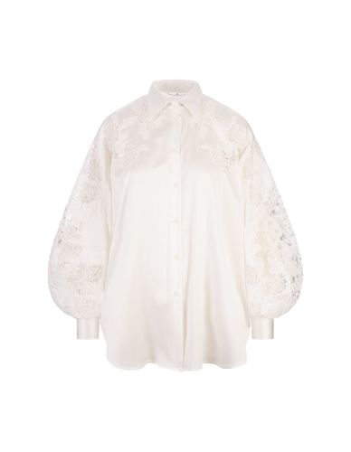 Silk Shirt With Puff Sleeves And Rebrodé Lace - Ermanno Scervino - Modalova