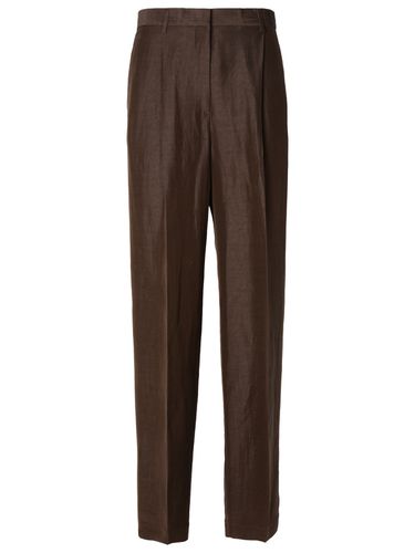 MSGM Brown Linen Blend Trousers - MSGM - Modalova