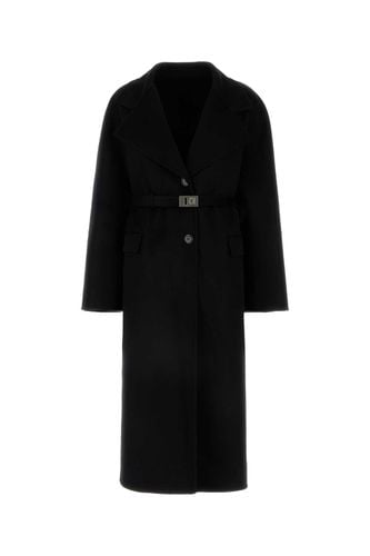 Ferragamo Black Wool Blend Coat - Ferragamo - Modalova