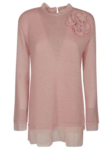 Floral Applique Knit Sweater - Ermanno Scervino - Modalova