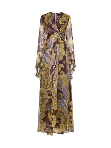 Burgundy Printed Silk Long Dress - Etro - Modalova