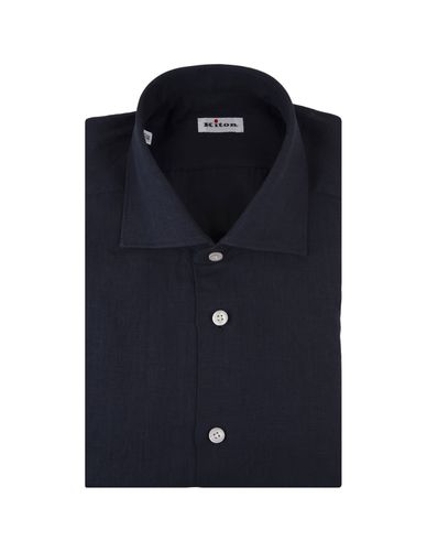 Kiton Dark Blue Linen Classic Shirt - Kiton - Modalova