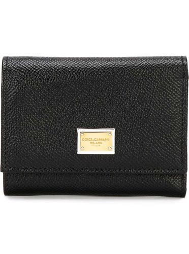 Leather Bifold Wallet With Logo Plate - Dolce & Gabbana - Modalova