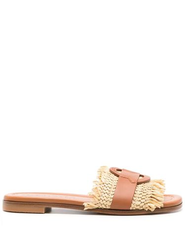 Raffia And Leather Bell Slides - Moncler - Modalova