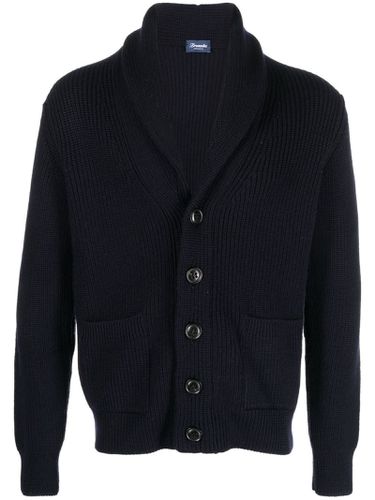 Navy Merino Wool Cardigan - Drumohr - Modalova