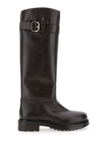 Knee-high Boots With Buckle In Leather Woman - Strategia - Modalova