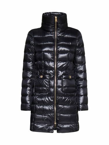 Womans Maria Black Quilted Nylon Long Down Jacket - Herno - Modalova