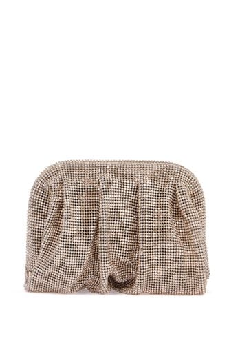 Compact Pleated Light Gold Rhinestone Evening Bag - Benedetta Bruzziches - Modalova