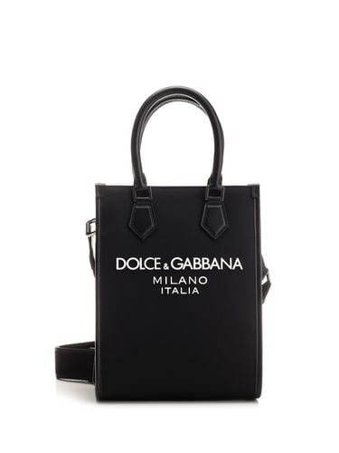 Small Shopping Bag With Rubberized Logo - Dolce & Gabbana - Modalova