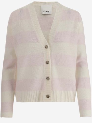 Wool And Cashmere Blend Striped Cardigan - Allude - Modalova