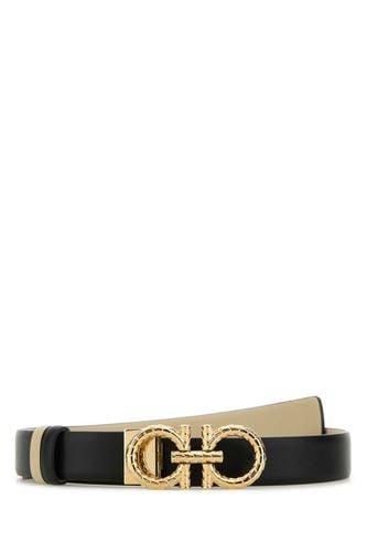 Black Leather Reversible Belt - Ferragamo - Modalova