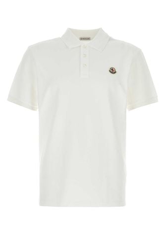 Moncler White Piquet Polo Shirt - Moncler - Modalova