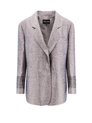 Embroidered Striped Blazer - Giorgio Armani - Modalova