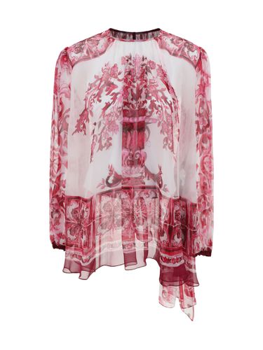 Majolica Print Belted Blouse - Dolce & Gabbana - Modalova