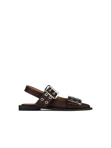 Ganni Brown Leather Ballet Flats - Ganni - Modalova