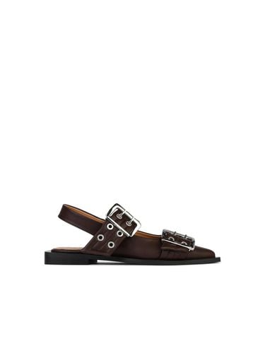 Ganni Brown Leather Ballet Flats - Ganni - Modalova