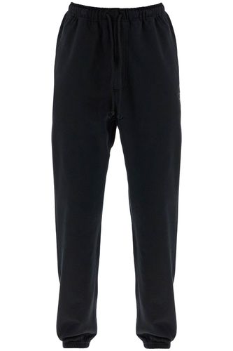 Wide Leg High Waist Black Cotton Pants With Adjustable Drawstring - Y-3 - Modalova