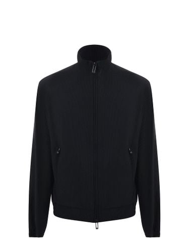 Ribbed Stretch Jersey Cardigan - Emporio Armani - Modalova