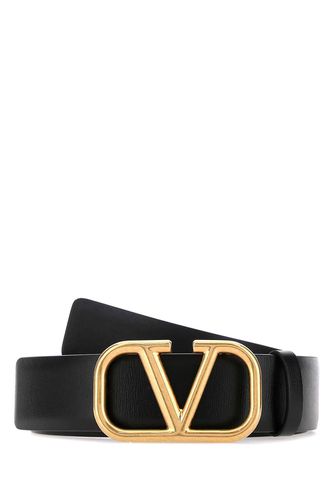 Black Leather Vlogo Belt - Valentino Garavani - Modalova