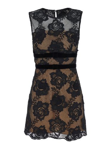 Lace Velvet Bow Mini Dress - self-portrait - Modalova