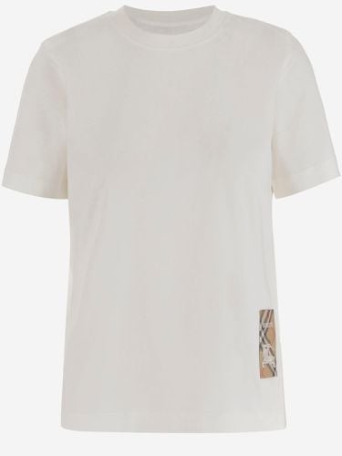 Cotton T-shirt With Check Applique - Burberry - Modalova