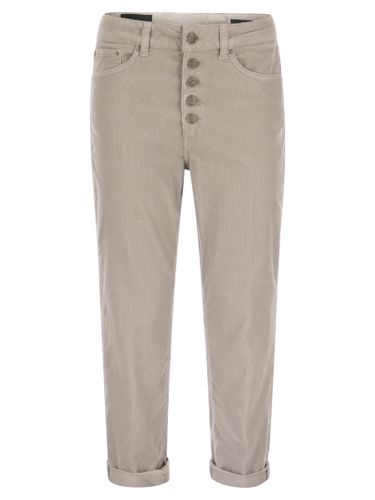 Koons - Multi-striped Velvet Trousers With Jewelled Buttons - Dondup - Modalova