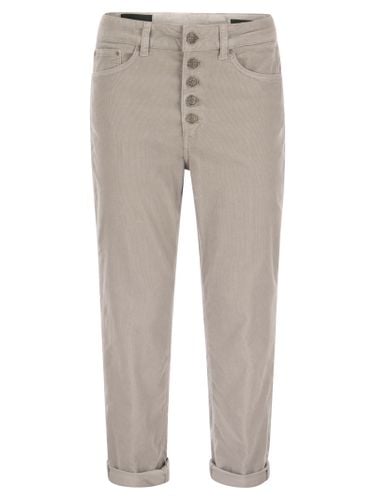 Koons - Multi-striped Velvet Trousers With Jewelled Buttons - Dondup - Modalova