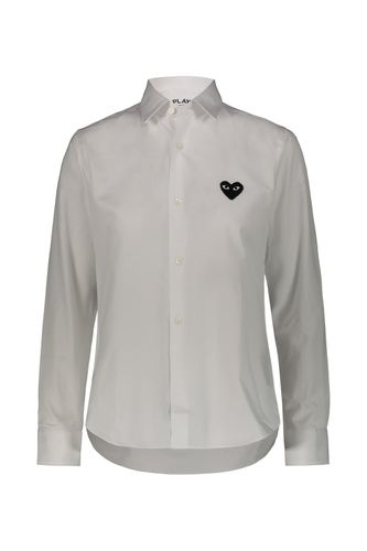 Play Comme Des Garçons Shirt In Cotton Poplin With Black Embroidered Heart - Comme des Garçons Play - Modalova