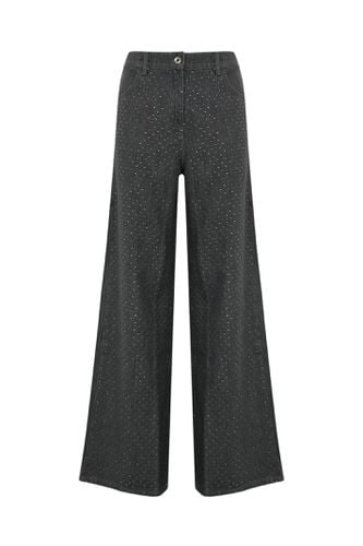 Wide Leg Jeans With Rhinestones - Patrizia Pepe - Modalova