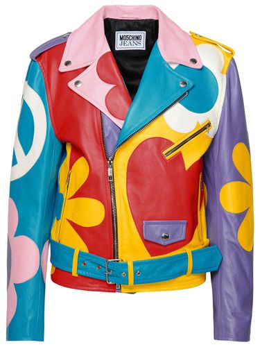 Multicolor Sheepskin Biker Jacket - M05CH1N0 Jeans - Modalova