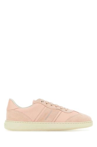 Pastel Pink Leather And Suede Achille Sneakers - Ferragamo - Modalova