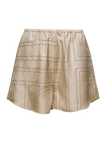 Beige Shorts With Geometric Logo Print In Silk Woman - Totême - Modalova