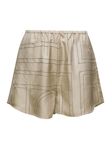 Shorts With Geometric Logo Print In Silk Woman - Totême - Modalova