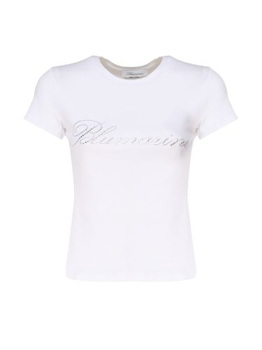 T-shirt With Studs And Rhinestone Embroidery - Blumarine - Modalova