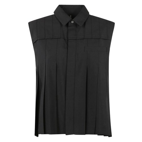 Pleated Sleeveless Poplin Shirt - Sacai - Modalova