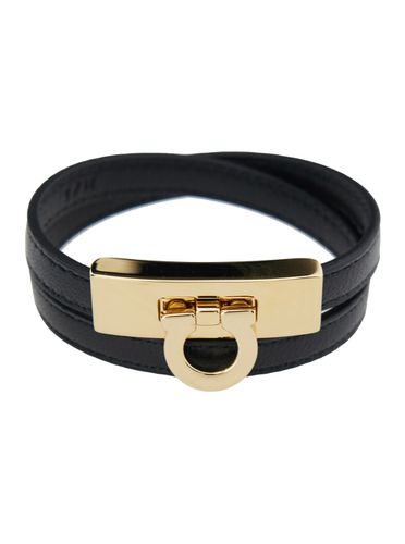 Gancini Double Twist Bracelet In Leather Woman - Ferragamo - Modalova