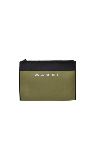 Logo Embroidered Zipped Clutch Bag - Marni - Modalova