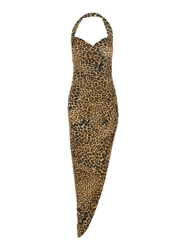 Dress With Leopard Motif And Side Slit In Tech Fabric Woman - Norma Kamali - Modalova