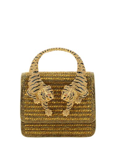 Golden Small Roar Shoulder Bag With Jewelled Tigers - Roberto Cavalli - Modalova