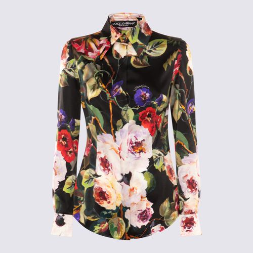 Black Multicolour Silk Blend Shirt - Dolce & Gabbana - Modalova