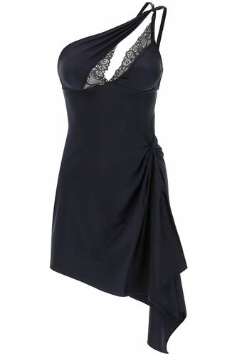 Asymmetrical Mini Dress With Lace Inserts Dress - Coperni - Modalova