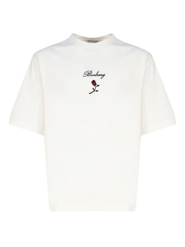 Cotton T-shirt With Pink And Logo - Burberry - Modalova