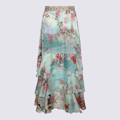 Camilla Light Blue Silk Midi Skirt - Camilla - Modalova