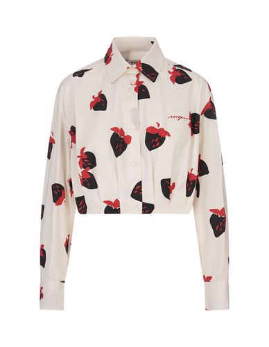 Crop Shirt With Strawberry Print - MSGM - Modalova