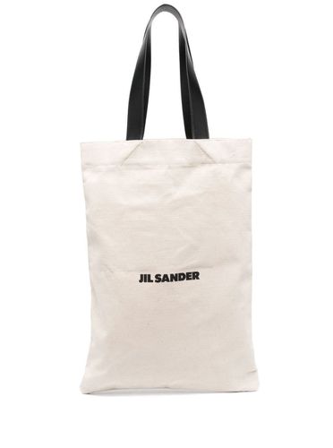 Tote Bag With Logo Print In Canvas Woman - Jil Sander - Modalova