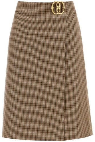 Houndstooth A-line Skirt With Emblem Buckle - Bally - Modalova