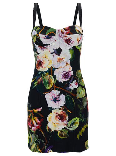 Mini Bustier Dress With Rose Garden Print In Viscose Woman - Dolce & Gabbana - Modalova
