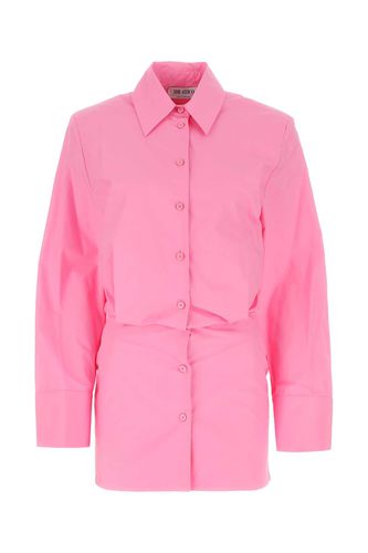 Pink Poplin Margot Shirt Mini Dress - The Attico - Modalova